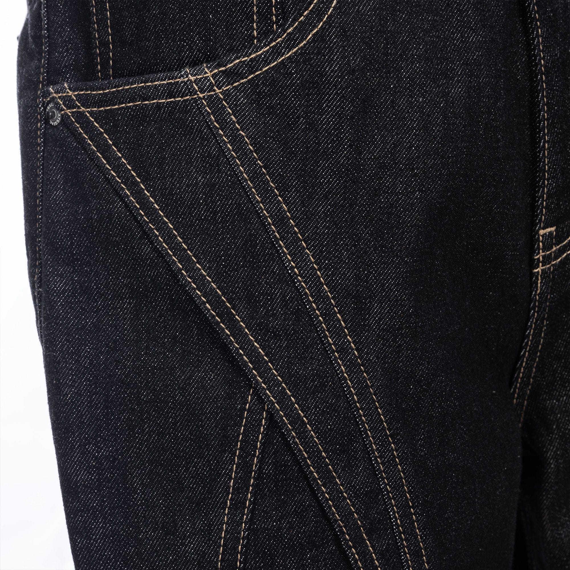 CATSSTAC Curved Panel Stitch Straight-Leg Raw Jeans