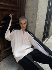SOURPLUM Modern Spliced V-Neck Sweater
