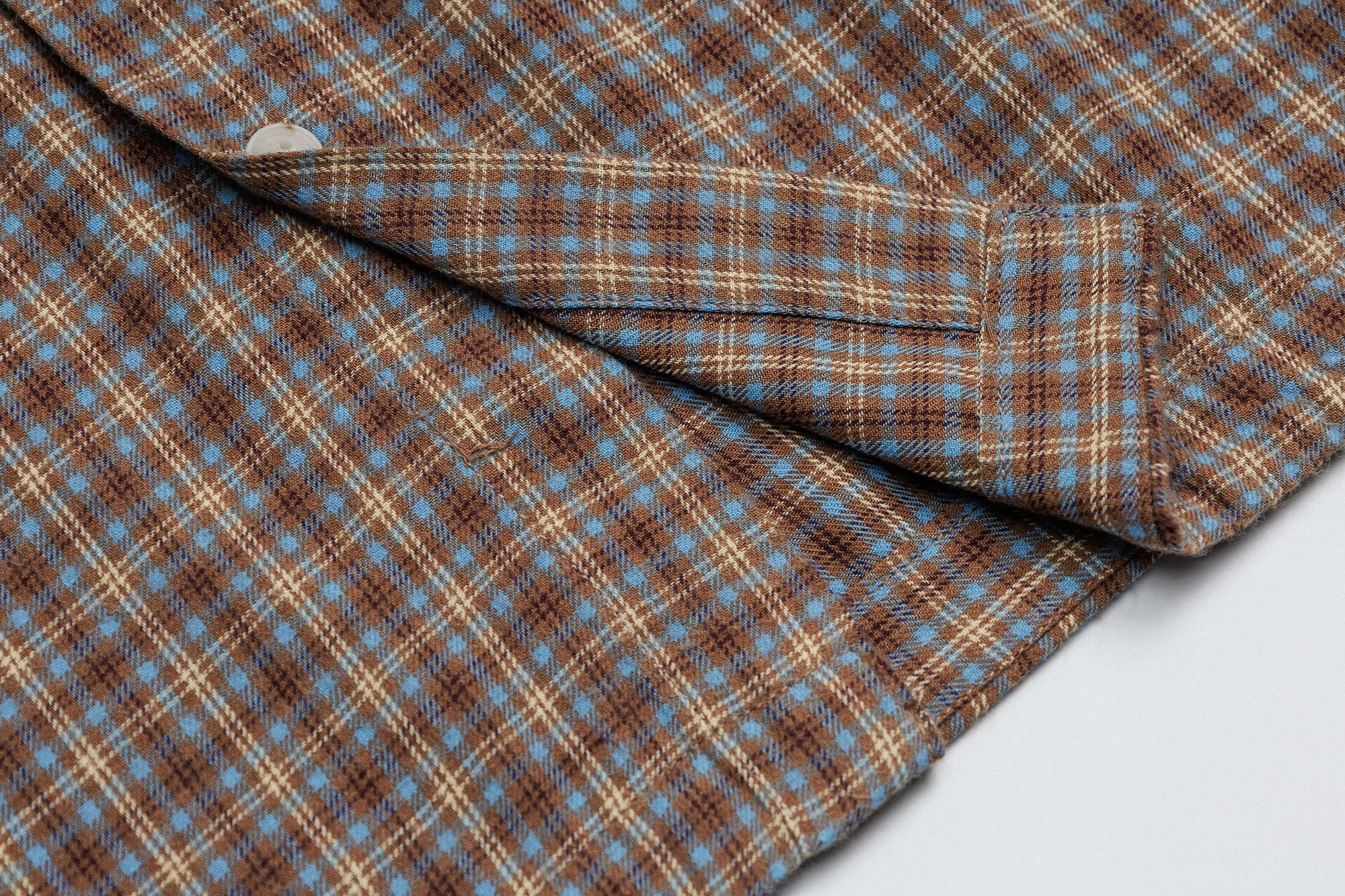 OVDY Raw-Edge Patchwork Graphic Plaid Half Shirt