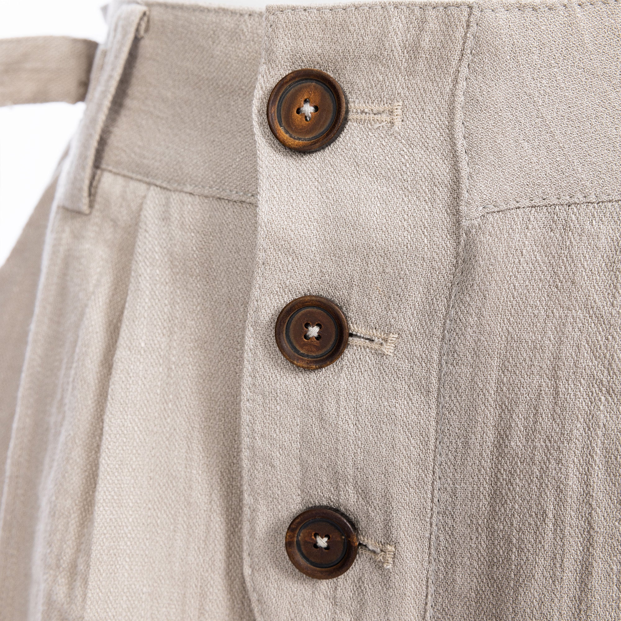 CATSSTAC Linen-Tencel Pleated Straight-Leg Trousers