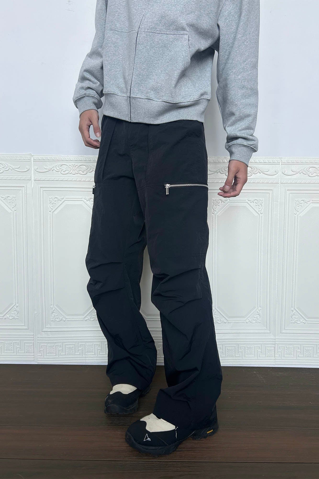 KREATE Crinkled Zippered Cargo Pants