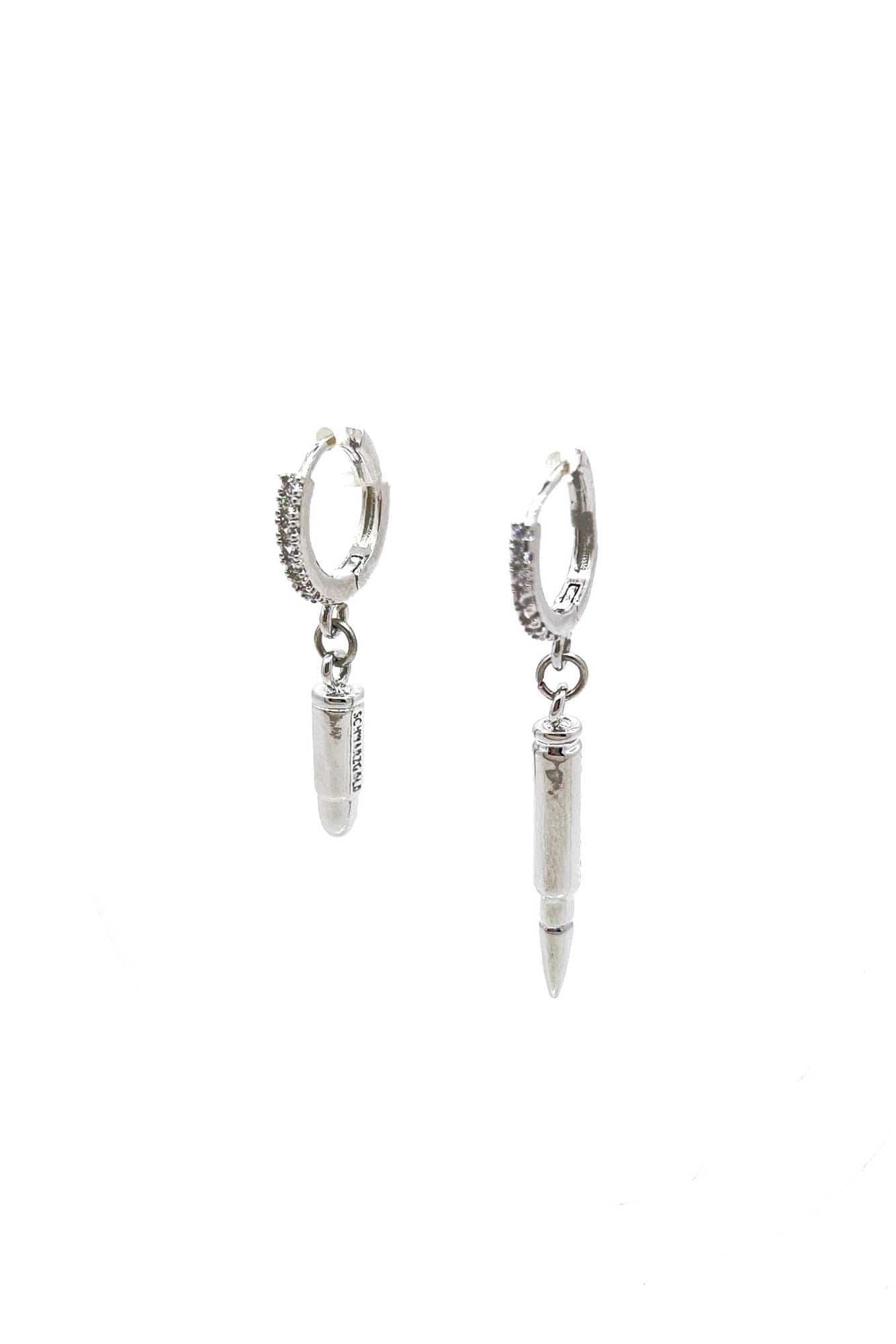 SCHWARZGOLD Diamond Bullet Drop Hoop Earrings
