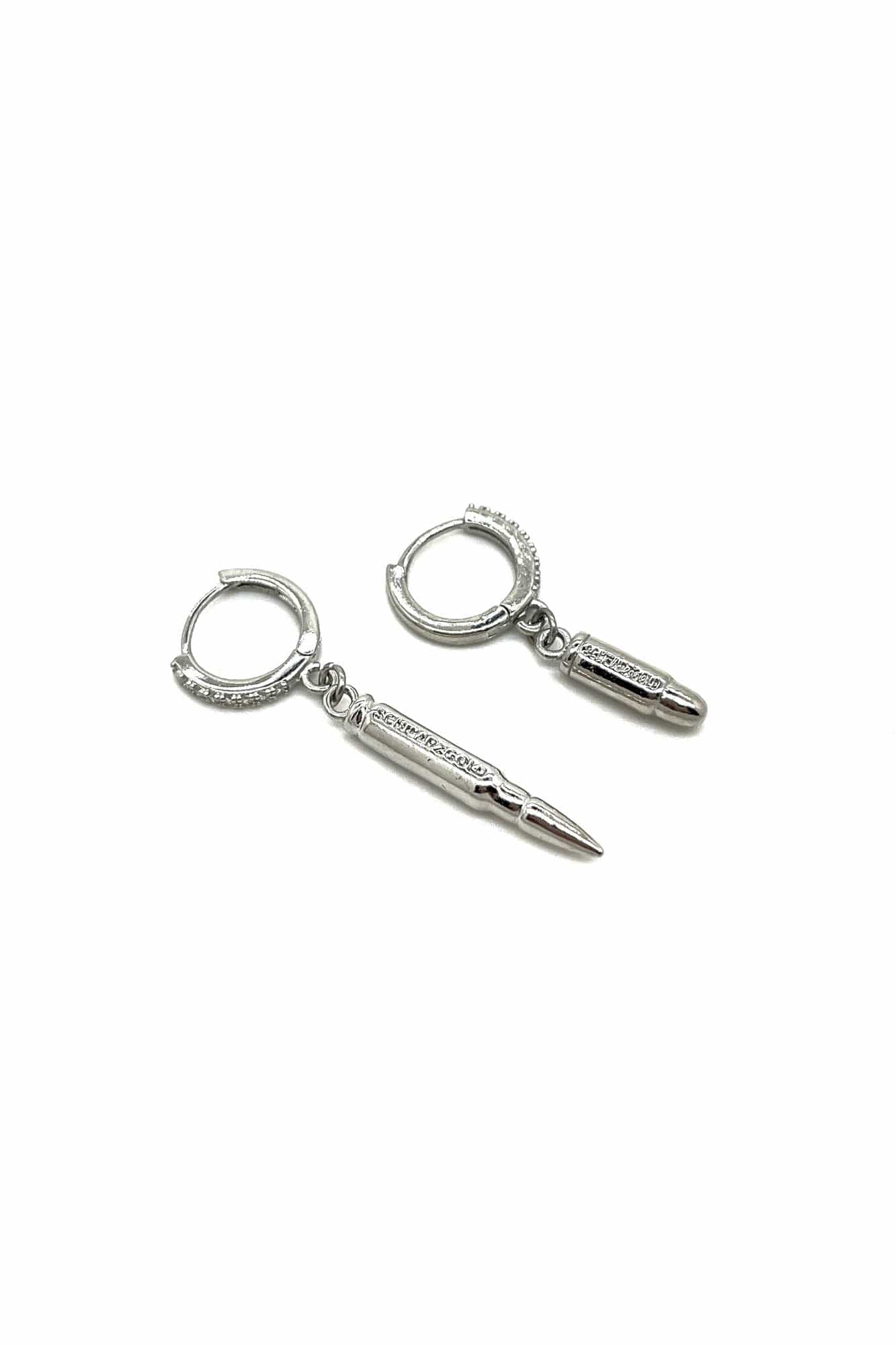 SCHWARZGOLD Diamond Bullet Drop Hoop Earrings
