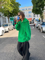 SOURPLUM Faux Fur Half Zip Sweater Avocado