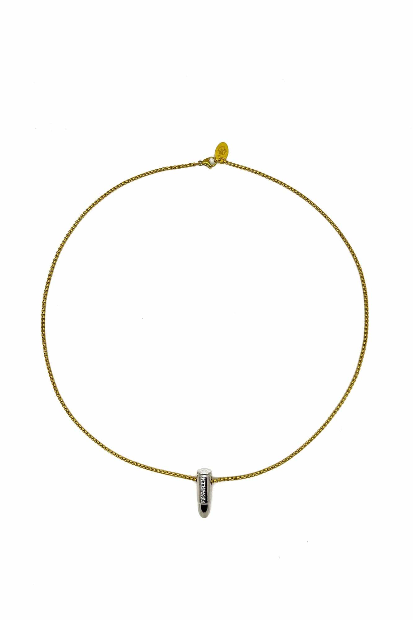 SCHWARZGOLD Layered Bullet Pendant Necklace Silver