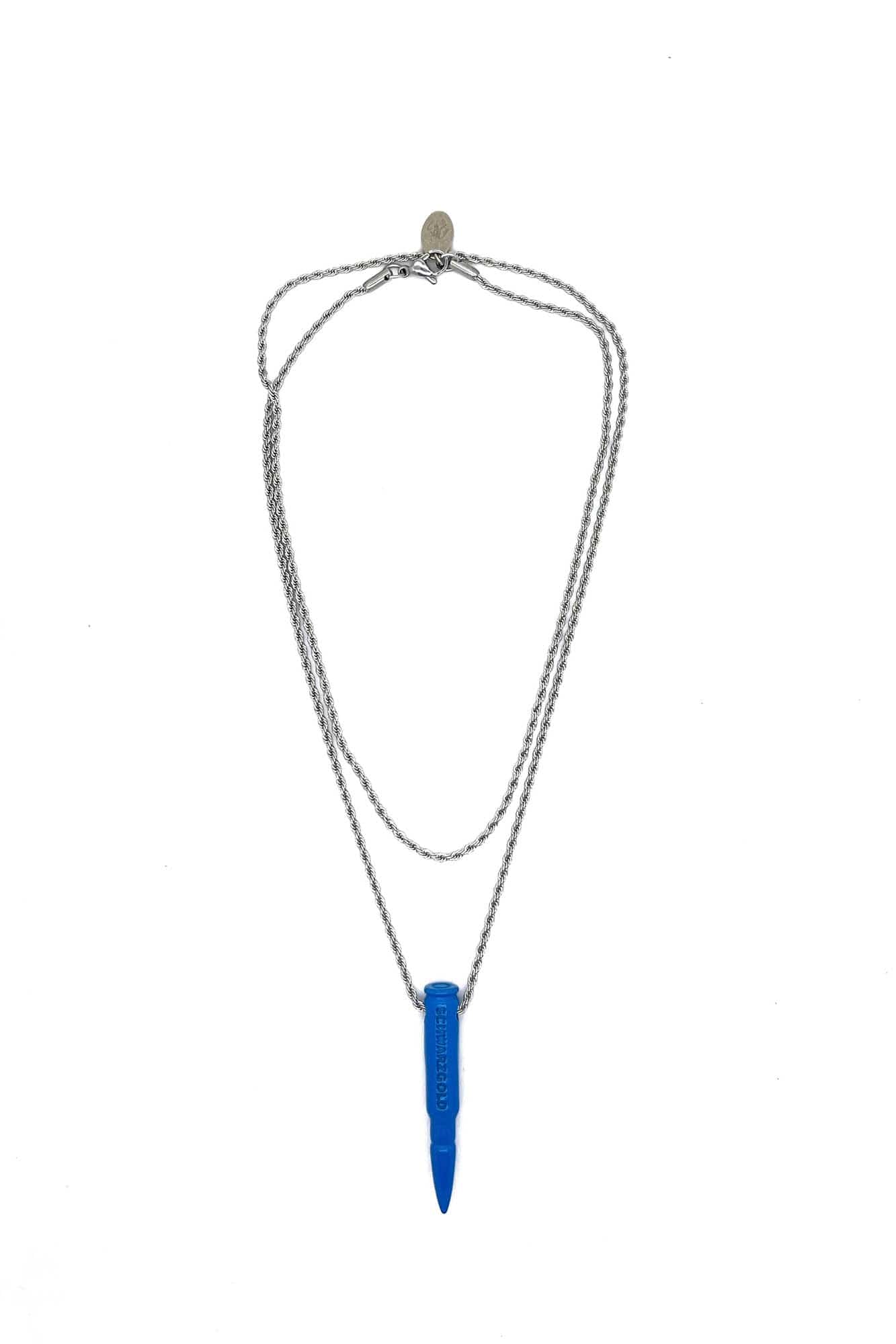 SCHWARZGOLD Layered Bullet Pendant Necklace Blue