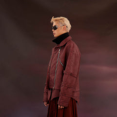 KADAKADA Swallowtail Rivet Zipper Faux Leather Jacket