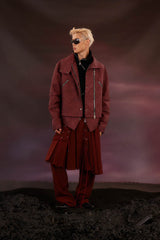 KADAKADA Swallowtail Rivet Zipper Faux Leather Jacket