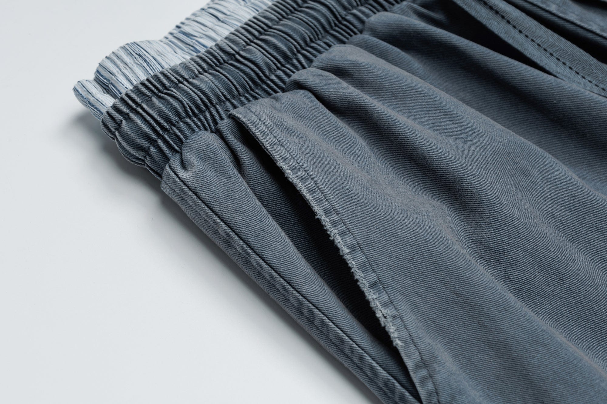 OVDY Layered-Waist Distressed Straight-Leg Pants