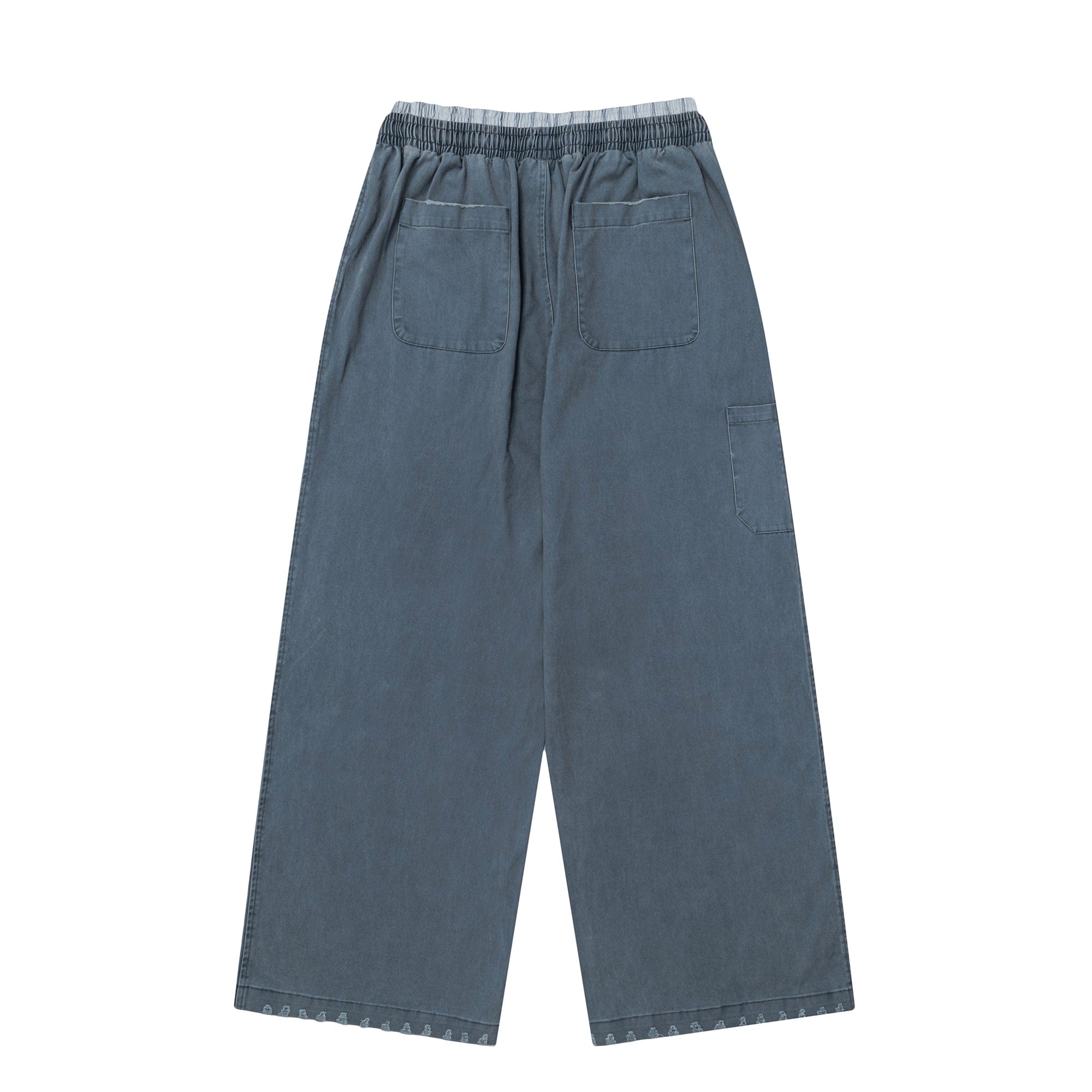OVDY Layered-Waist Distressed Straight-Leg Pants