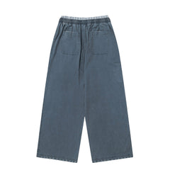 OVDY Layered-Waist Distressed Straight-Leg Pants