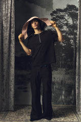 KADAKADA Detachable Hood Quarter-Zip T-Shirt