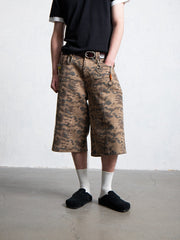 LEONSENSE Deconstructed Camo Cargo Shorts