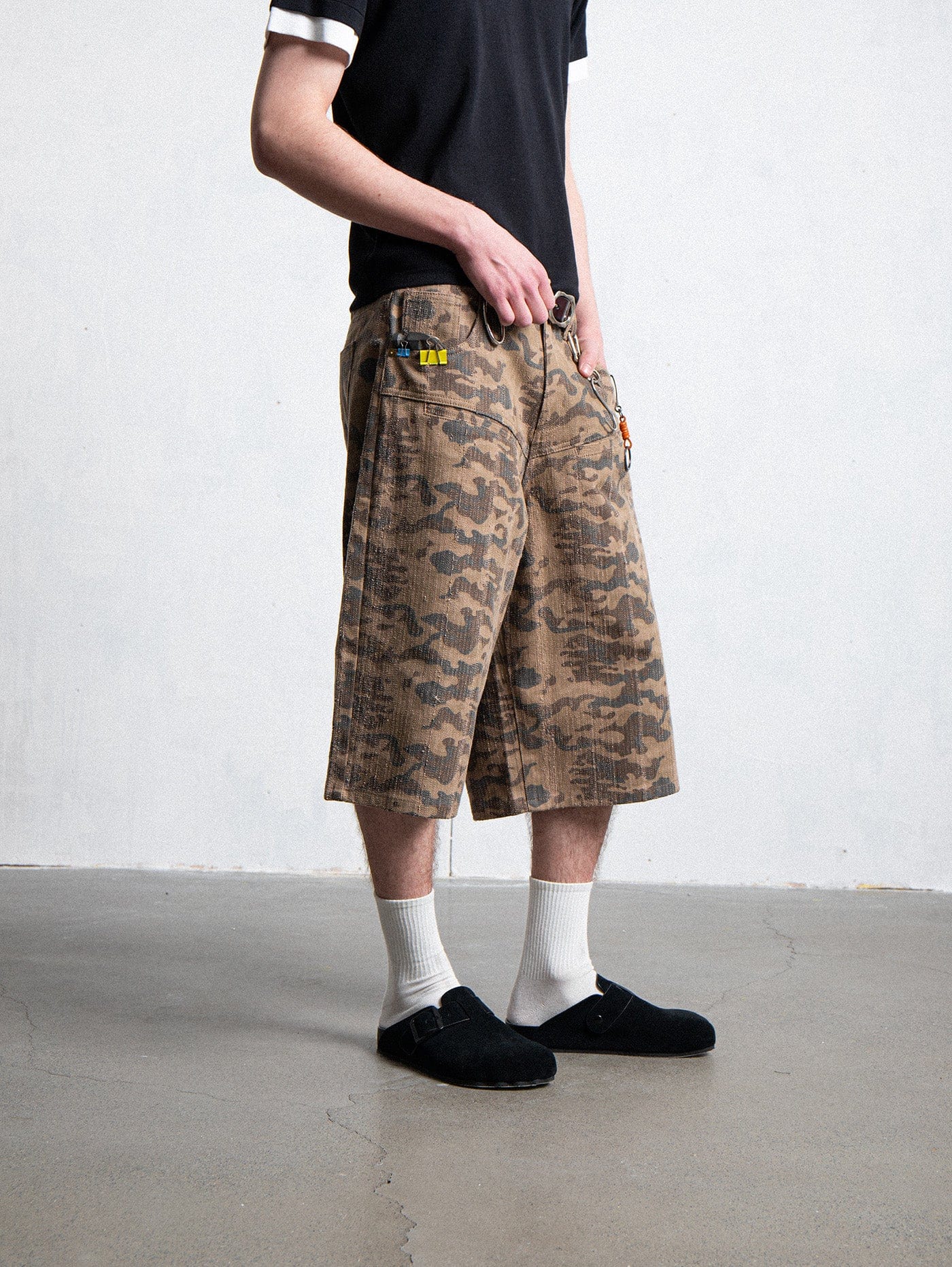 LEONSENSE Deconstructed Camo Cargo Shorts