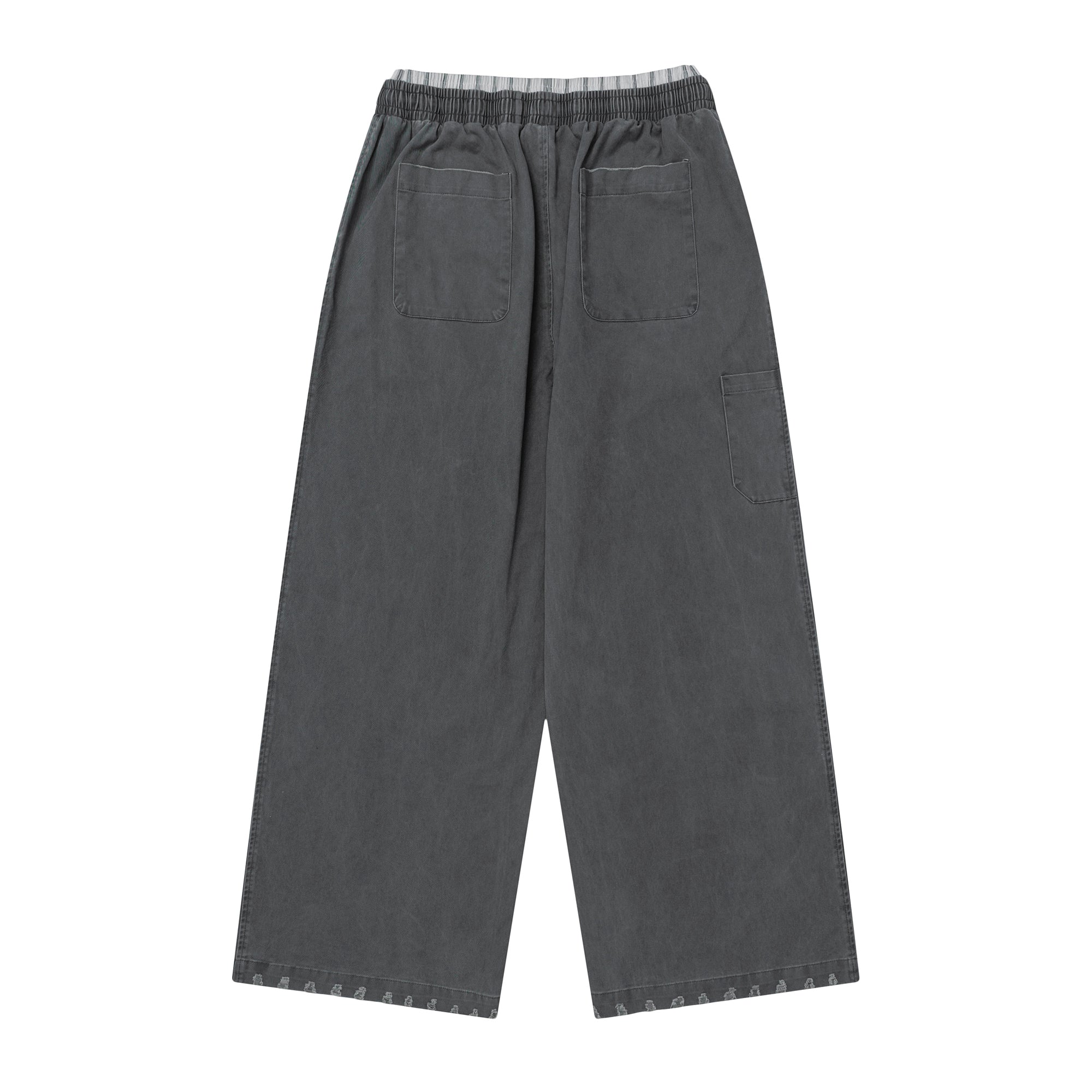 OVDY Layered-Waist Distressed Straight-Leg Pants