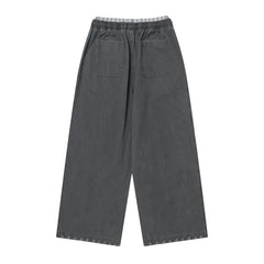 OVDY Layered-Waist Distressed Straight-Leg Pants