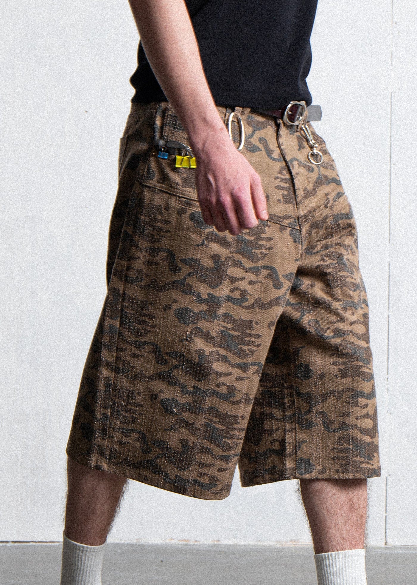 LEONSENSE Deconstructed Camo Cargo Shorts