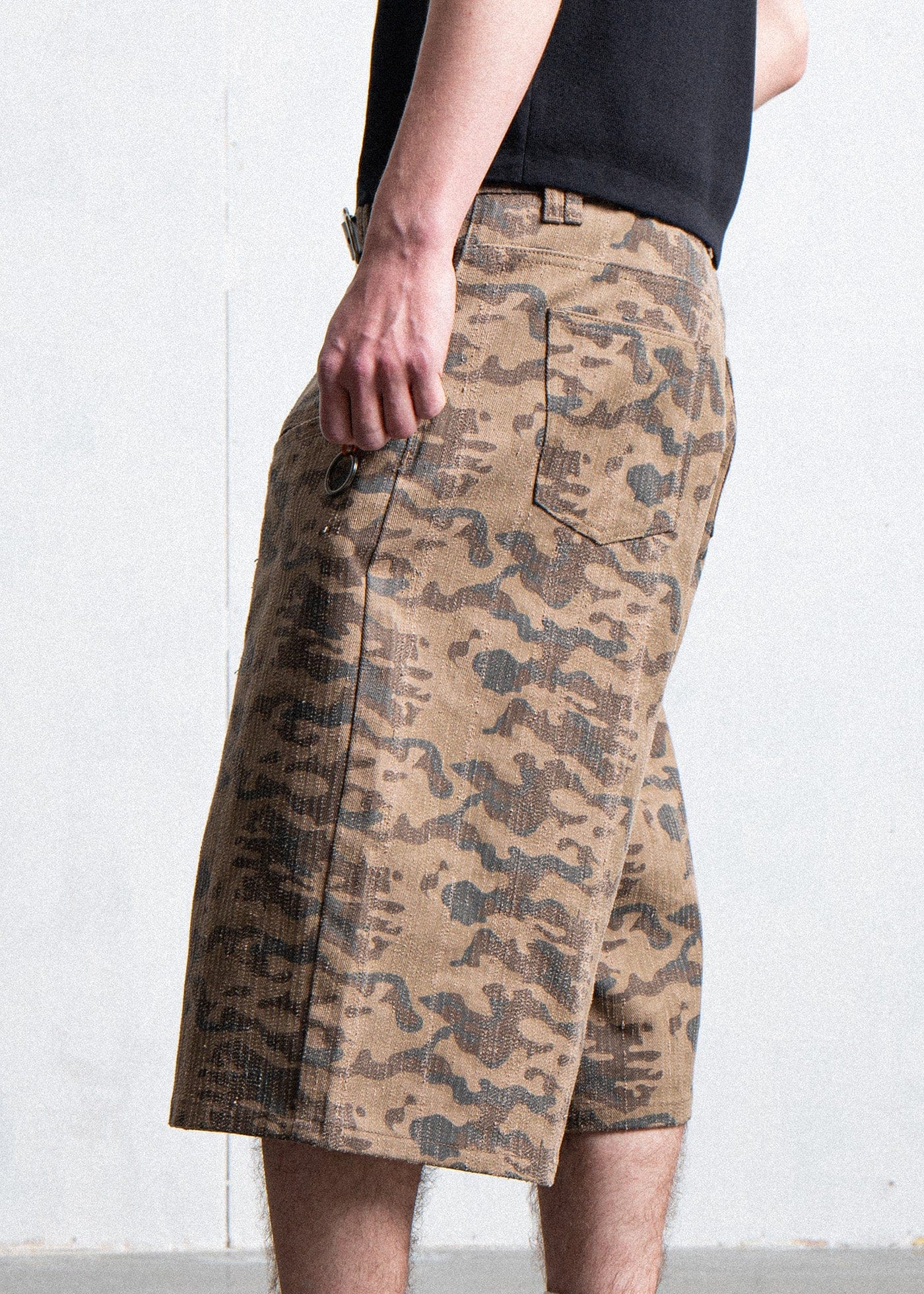 LEONSENSE Deconstructed Camo Cargo Shorts