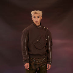 KADAKADA Modern Military Buttoned Big-Pocket Zipper Jacket