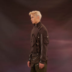 KADAKADA Modern Military Buttoned Big-Pocket Zipper Jacket