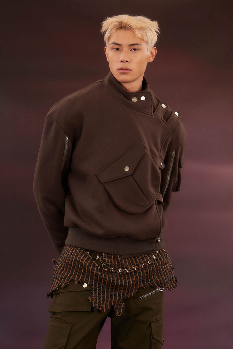 KADAKADA Modern Military Buttoned Big-Pocket Zipper Jacket