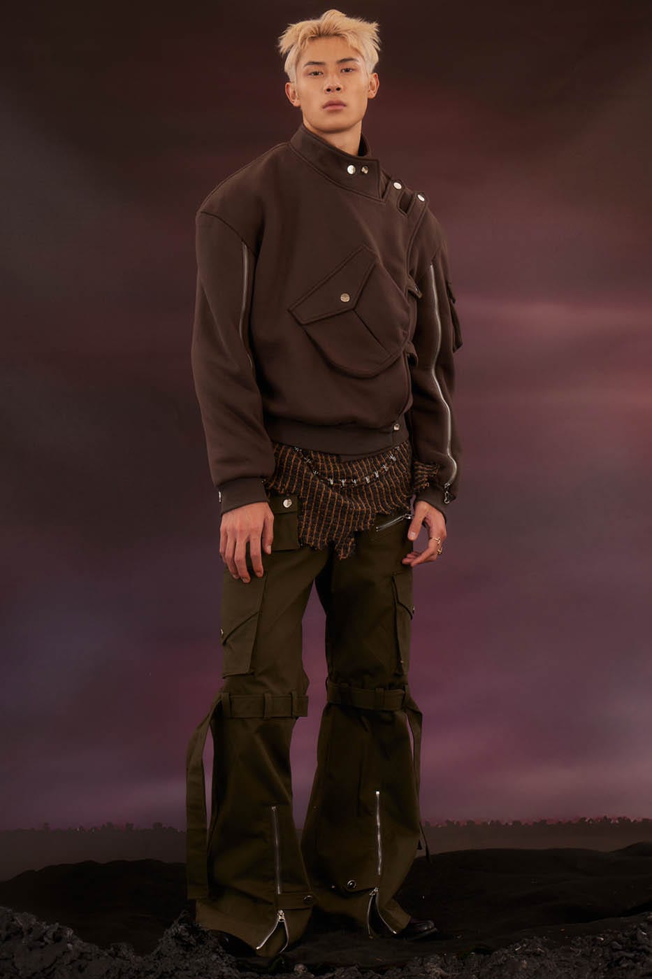 KADAKADA Modern Military Buttoned Big-Pocket Zipper Jacket