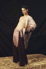 KADAKADA Double Layer Plaid Wide-Leg Pants