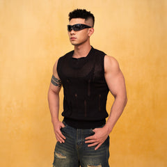CLP Cut-Out Distressed Knitted Tank Top