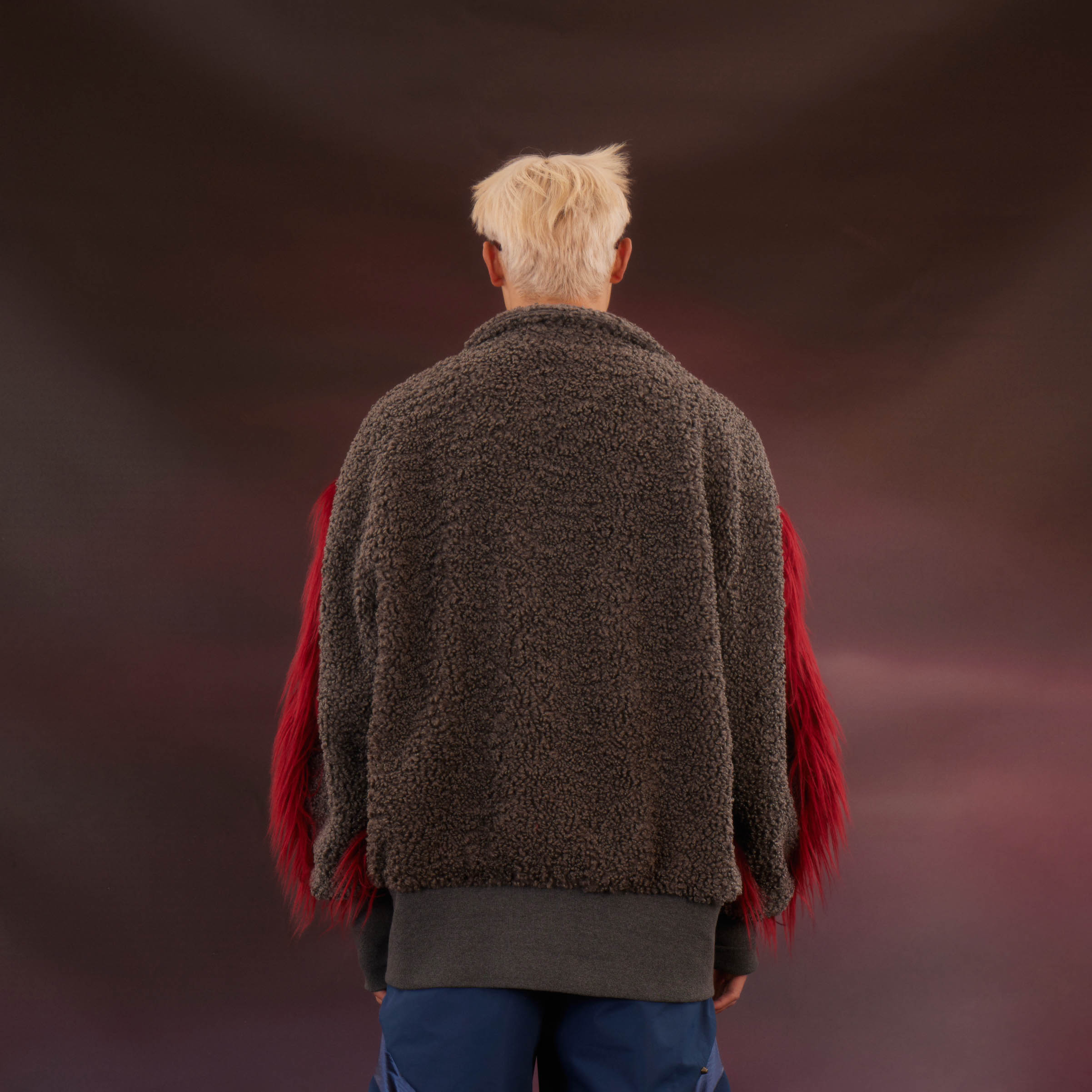 KADAKADA Faux Fur Spliced Oversized Fleece Jacket