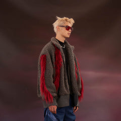 KADAKADA Faux Fur Spliced Oversized Fleece Jacket