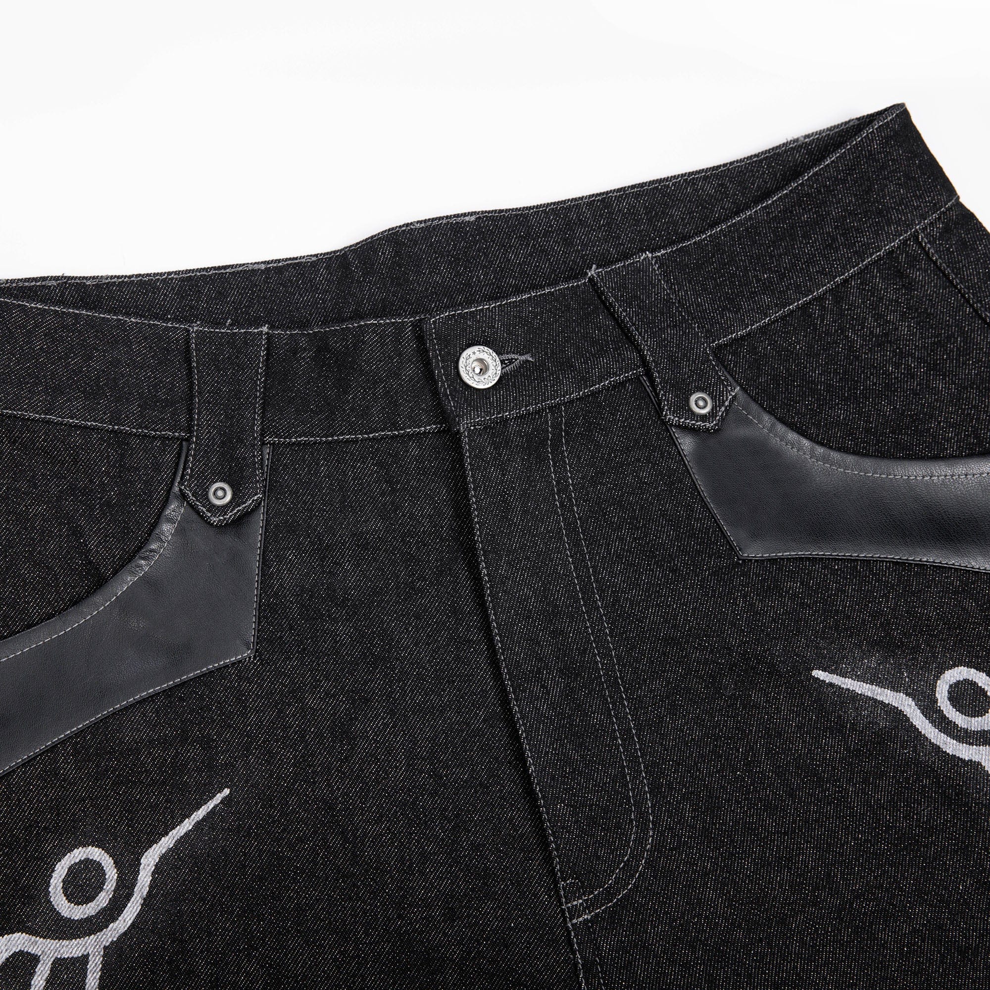 ESAIAS Phoenix Graphic Wide-Leg Raw Jeans