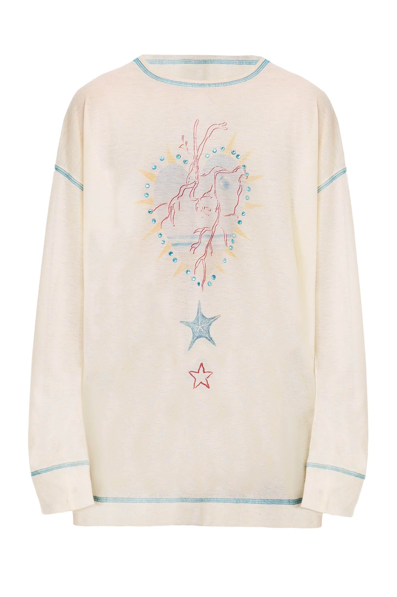 OIPWORD Starlit Heart Stitch Long-Sleeve Tee