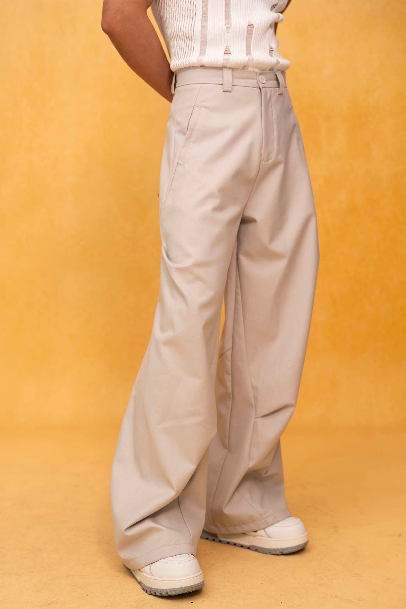 CLP Essential Spliced Crinkled Wide-Leg Trousers