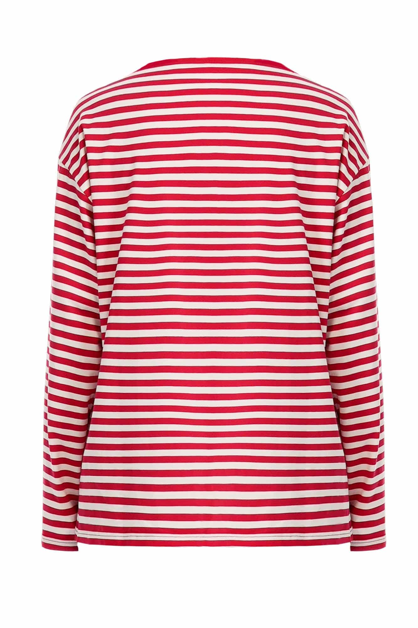 OIPWORD Snack Patchwork Striped Long-Sleeve Tee