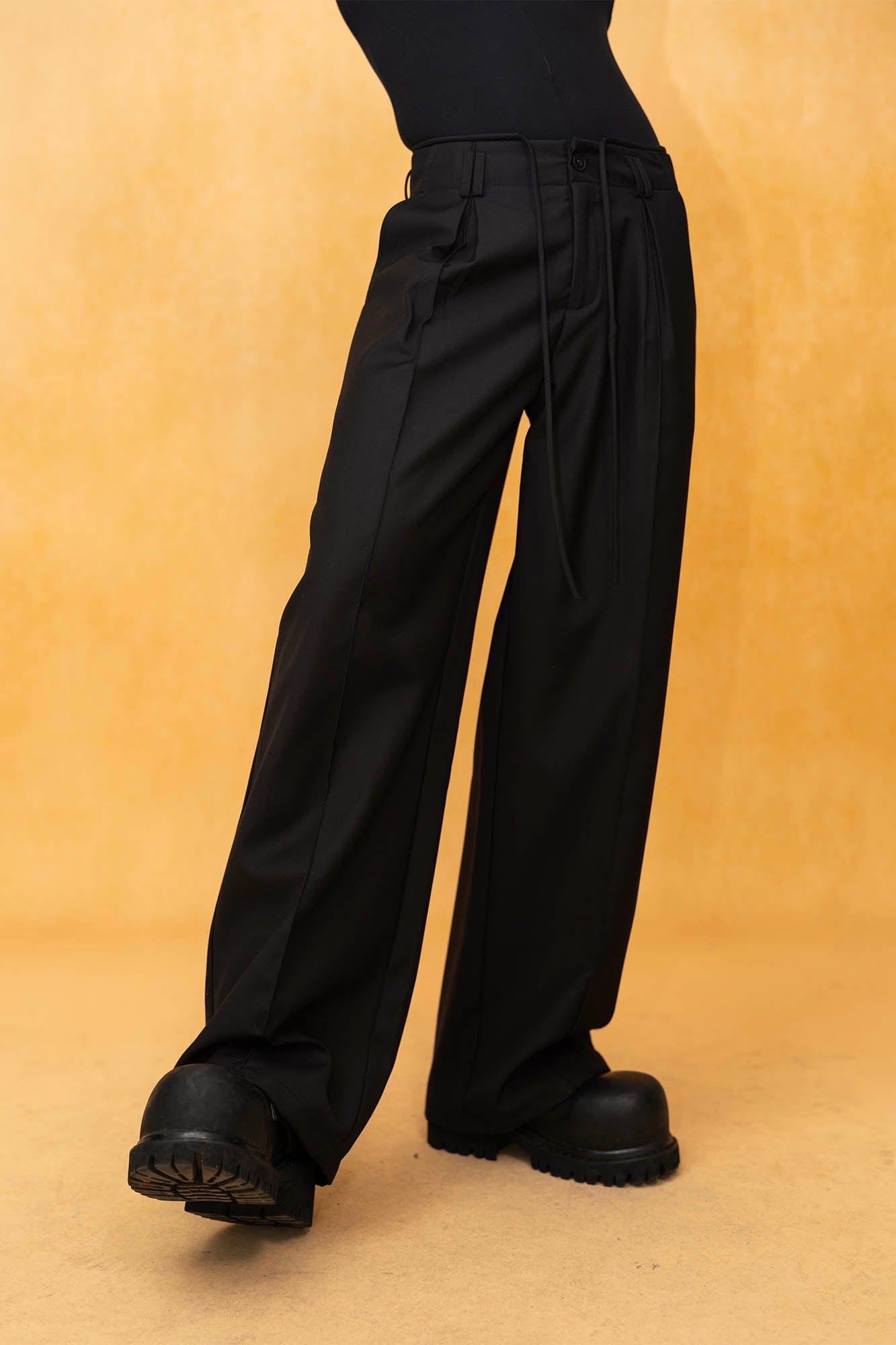 CLP Tucked Pleats Wide-Leg Trousers