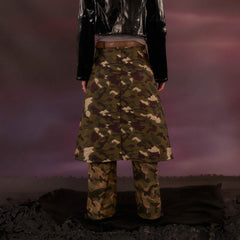 KADAKADA Dinosaur-Camo Embossed Multi-Pocket Skirt Pants