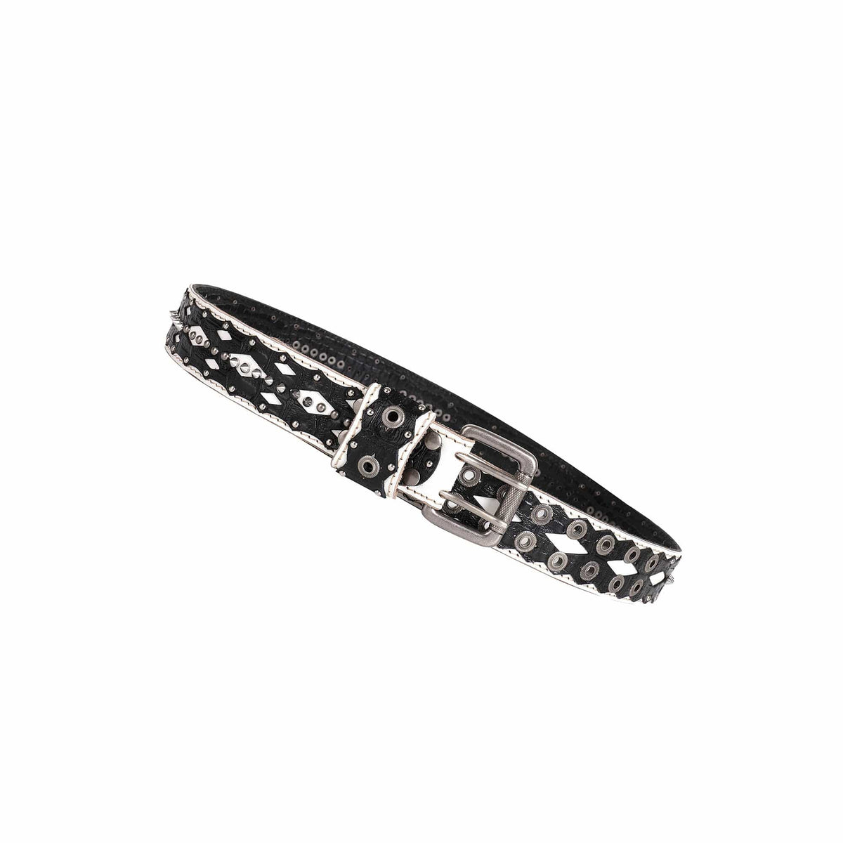 DND4DES Geometric Chain Studded Leather Belt