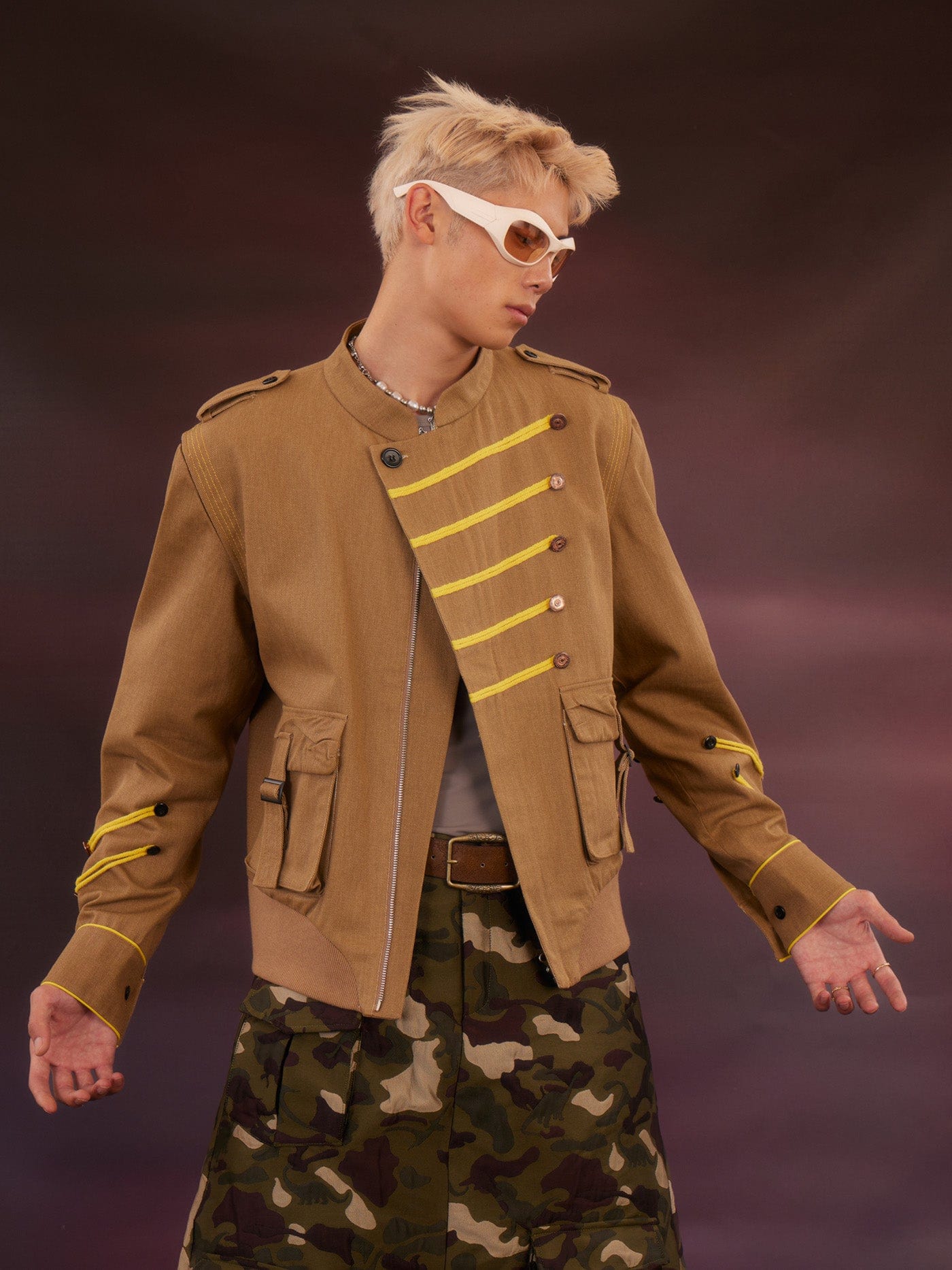 KADAKADA Spliced Roped Military Jacket