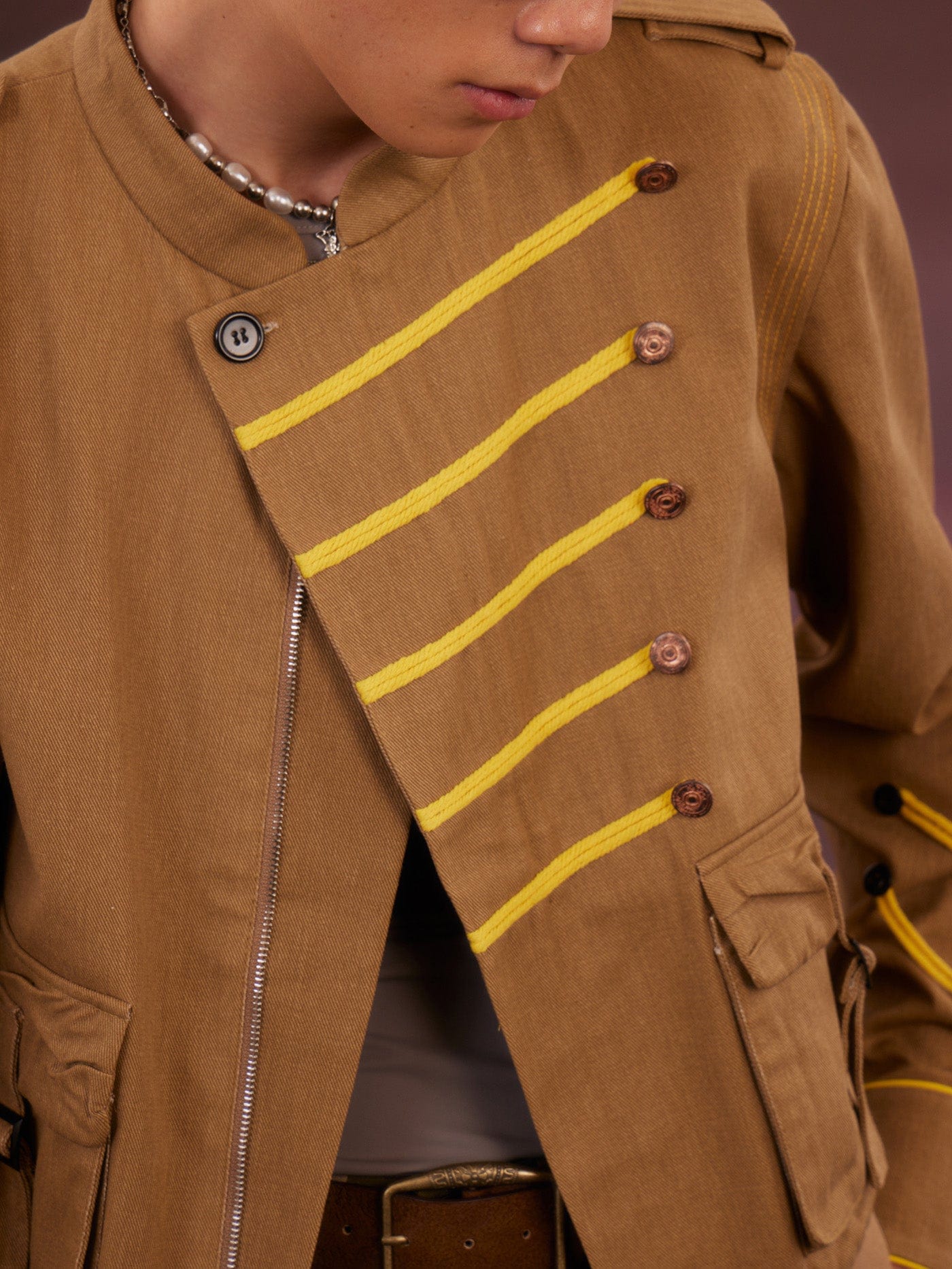 KADAKADA Spliced Roped Military Jacket