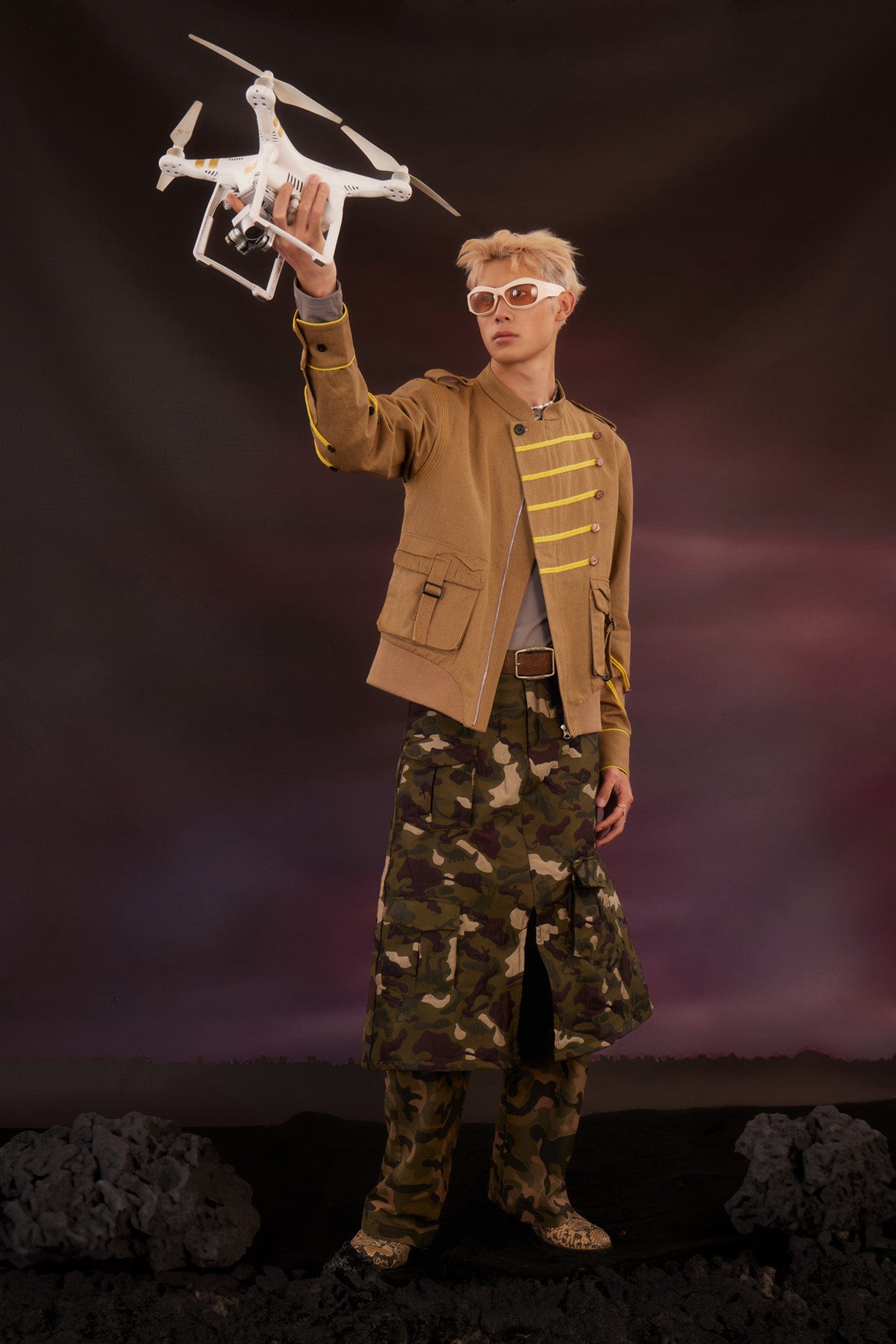 KADAKADA Spliced Roped Military Jacket