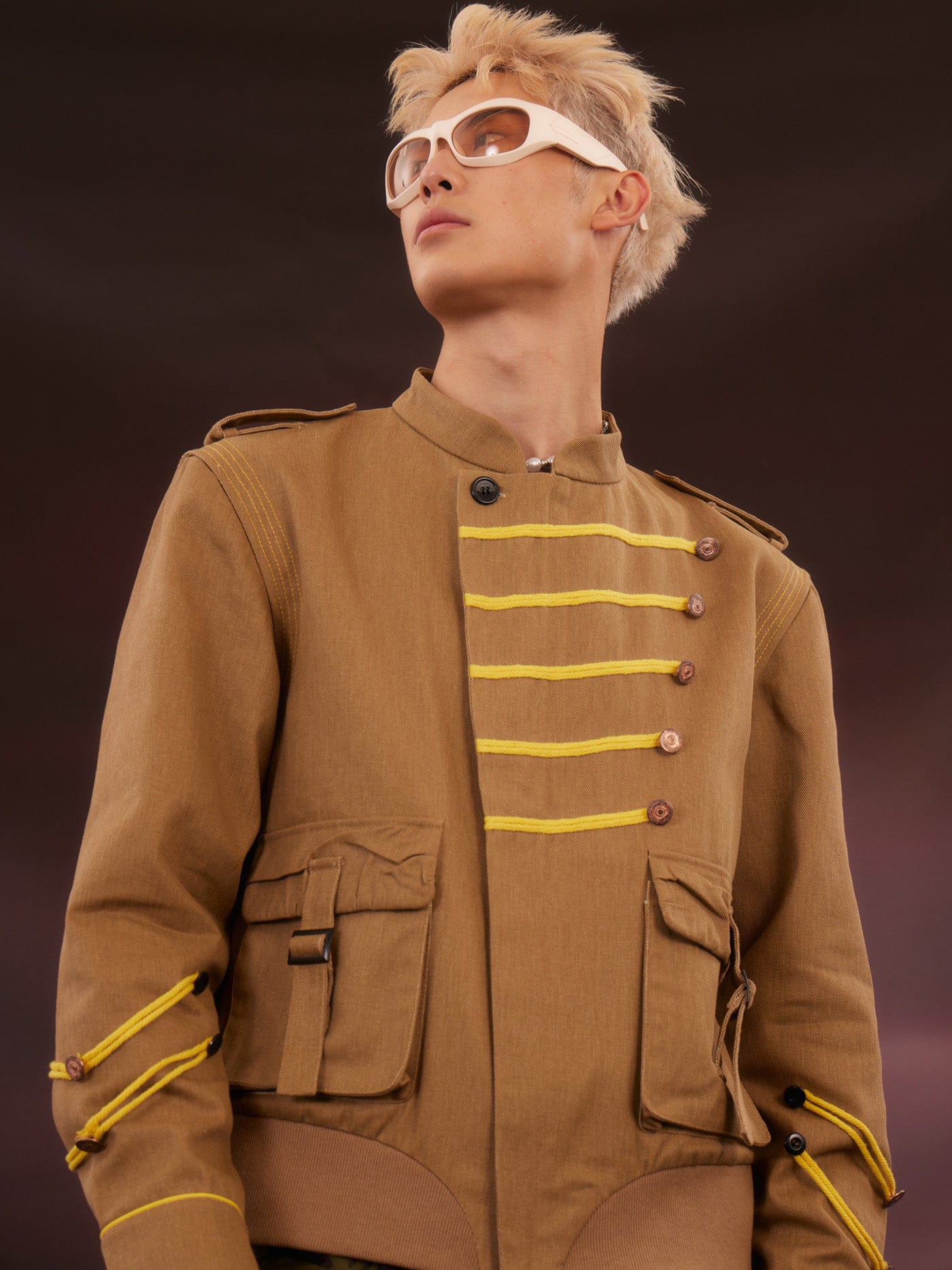 KADAKADA Spliced Roped Military Jacket
