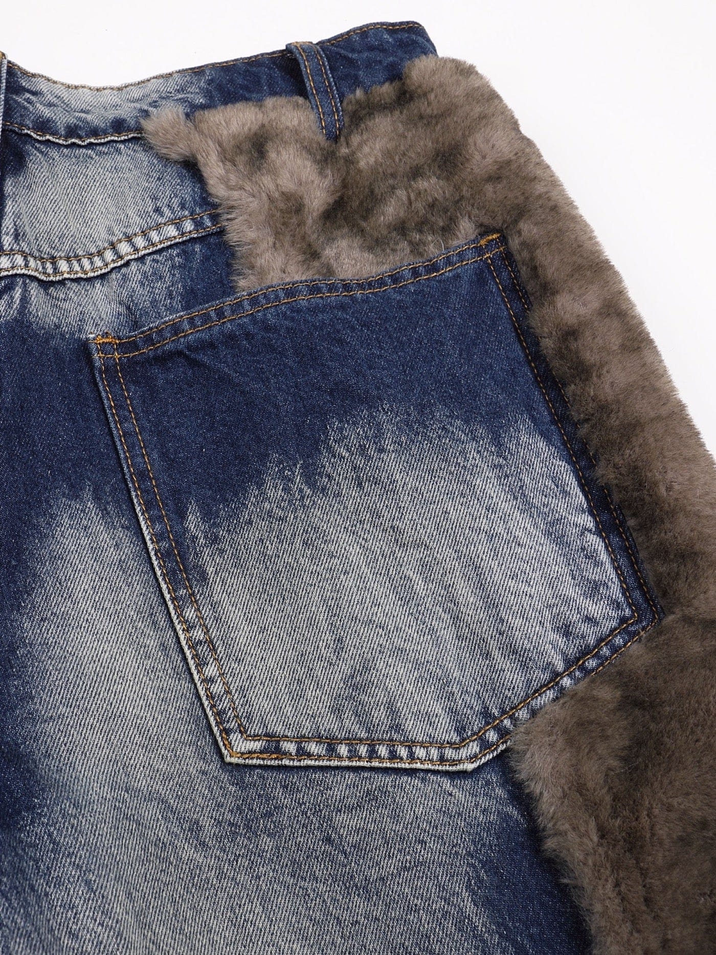 DND4DES Faux Fur Spliced Jeans
