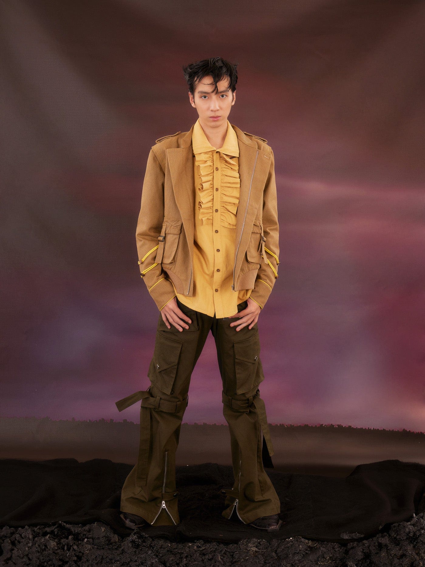 KADAKADA Spliced Roped Military Jacket