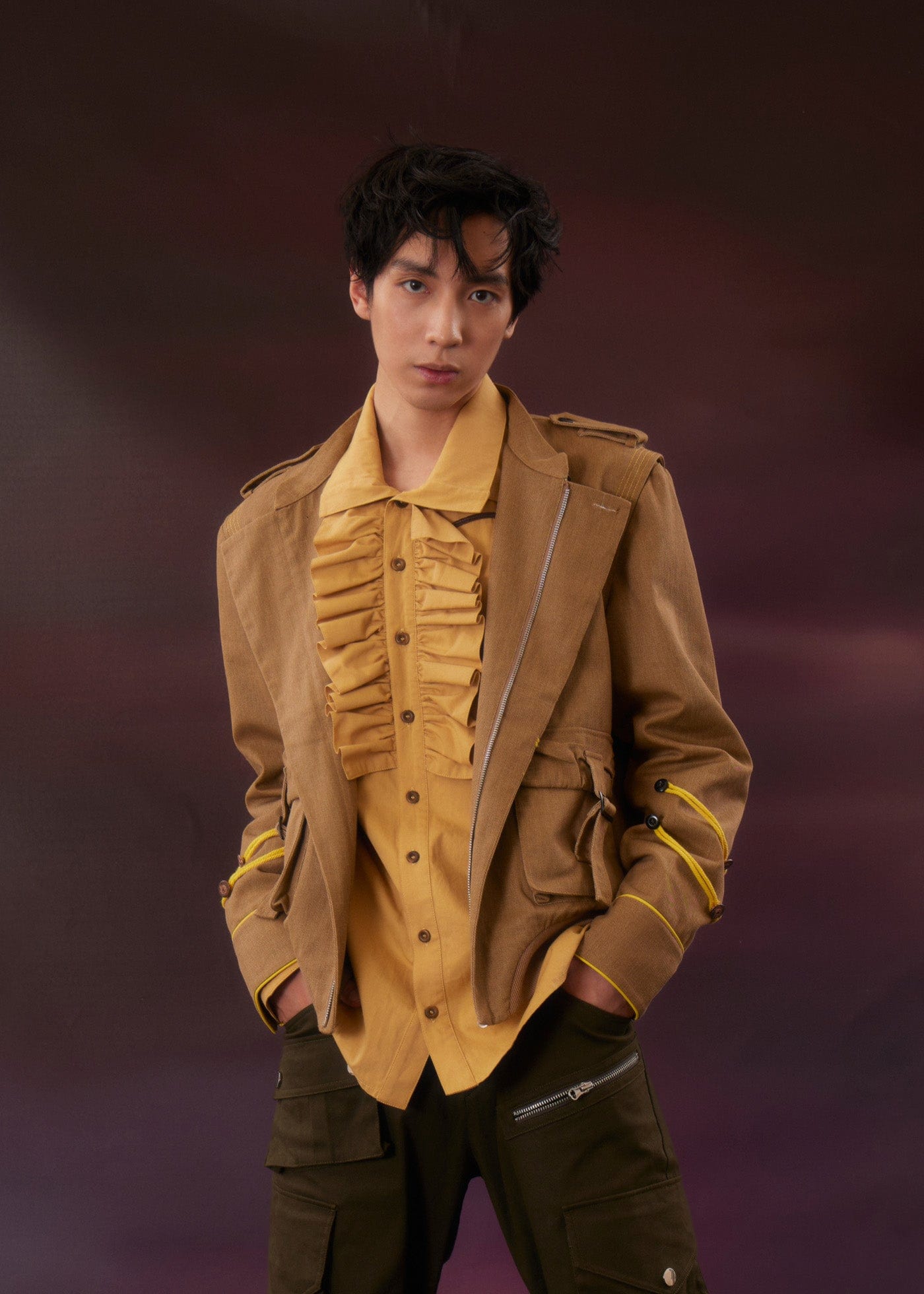 KADAKADA Spliced Roped Military Jacket