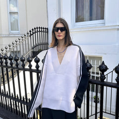 SOURPLUM Modern Spliced V-Neck Sweater