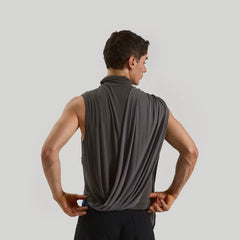 KADAKADA Draped Sheer High-Neck Tank Top