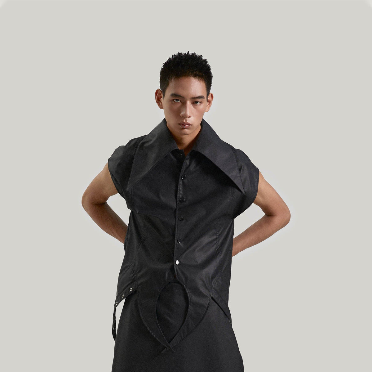 KADAKADA Pointed Hem Faux Leather Vest