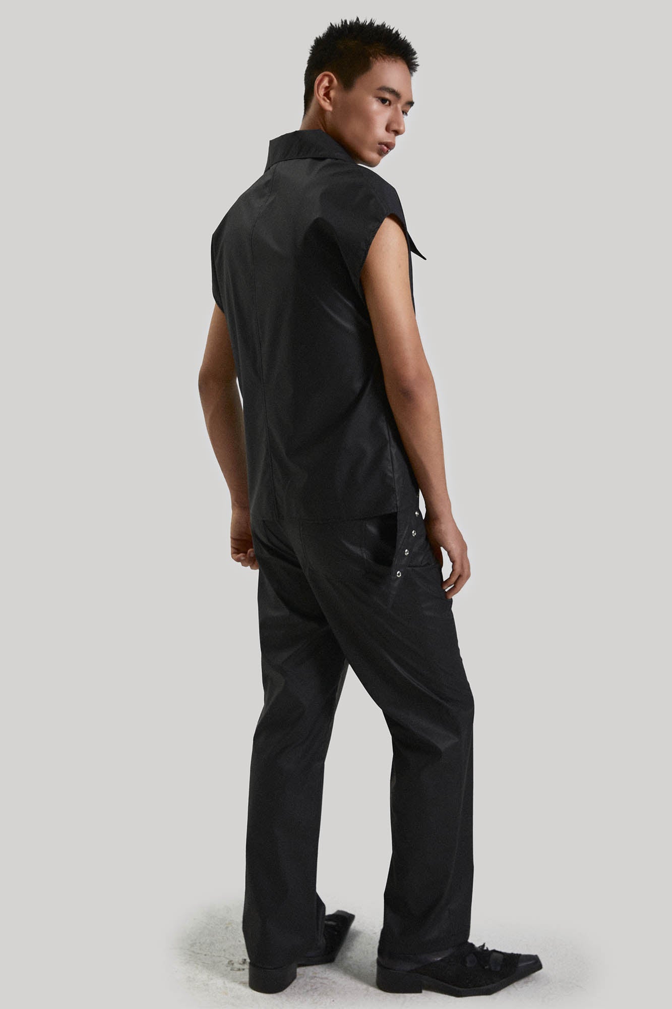 KADAKADA Pointed Hem Faux Leather Vest