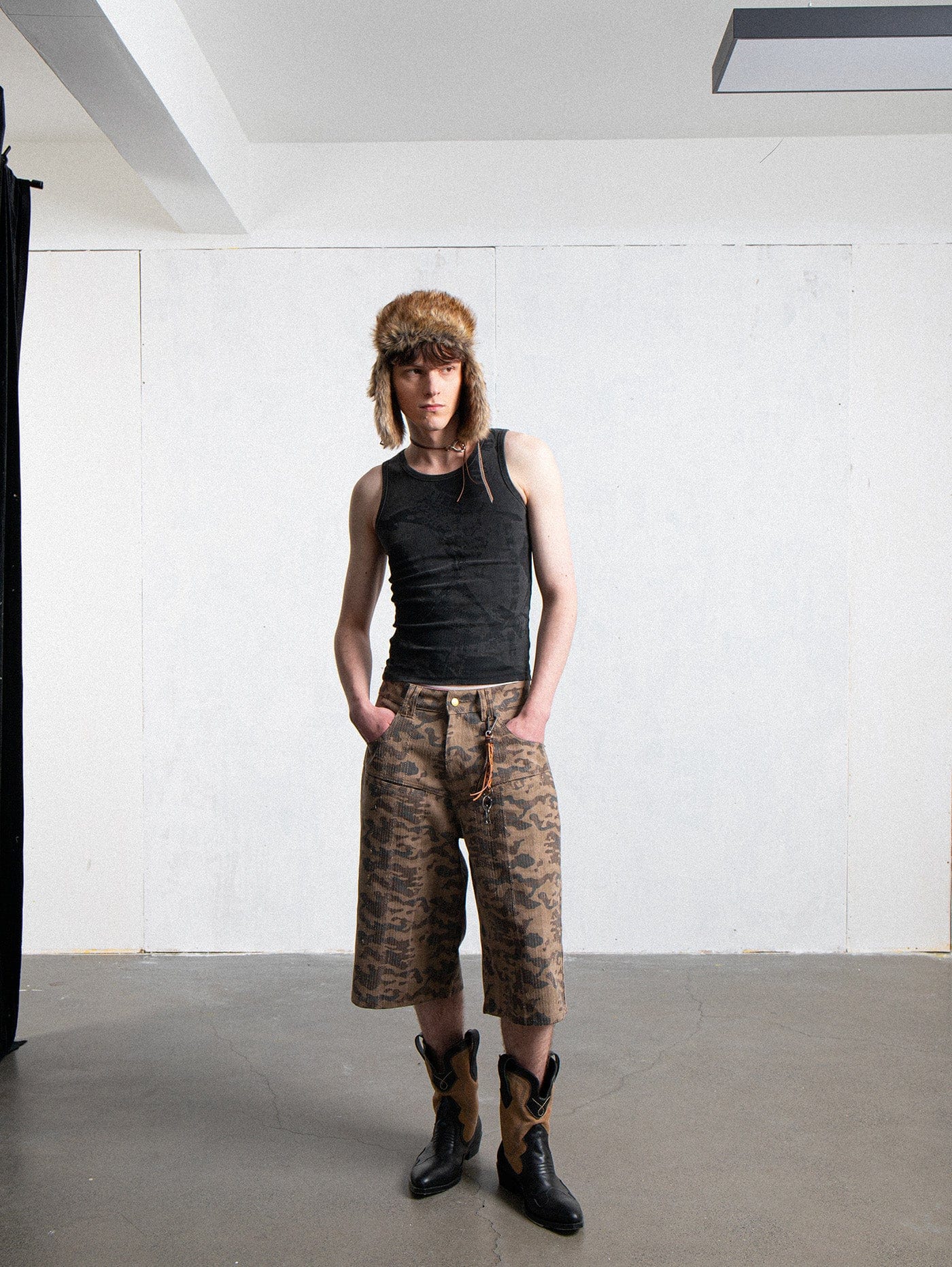 LEONSENSE Deconstructed Camo Cargo Shorts