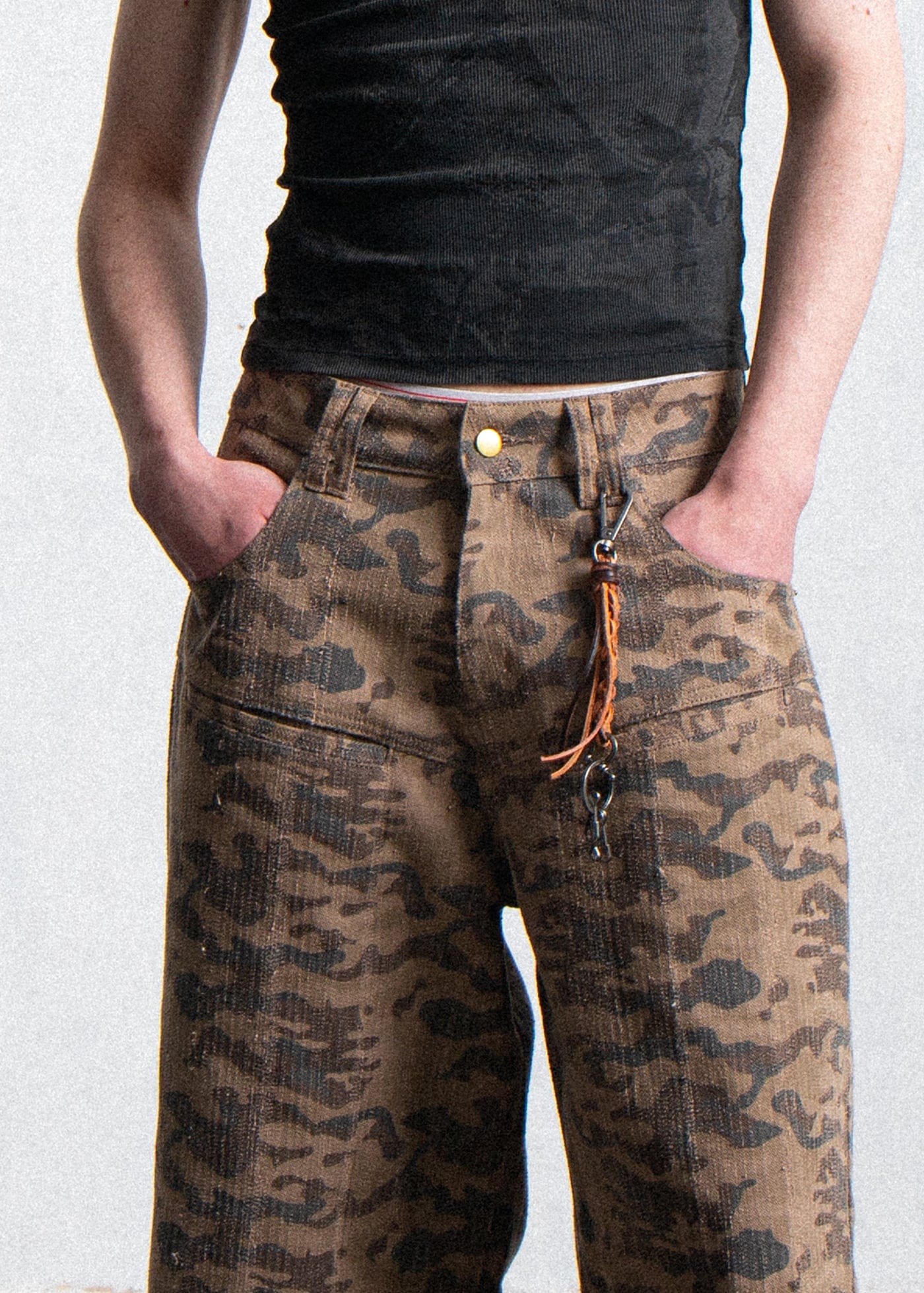 LEONSENSE Deconstructed Camo Cargo Shorts